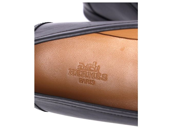 Roulis Hermès Colette Loafer with Gold Hardware in Black calf leather Leather - view 8