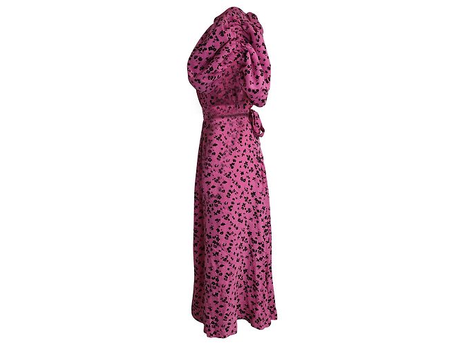 Vestido Midi Noon Rotate con manga abullonada en viscosa con estampado floral rosa - vista 2