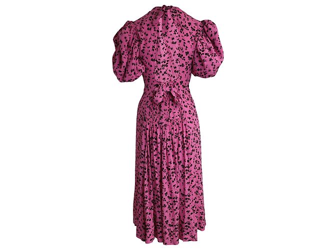 Vestido Midi Noon Rotate con manga abullonada en viscosa con estampado floral rosa - vista 3