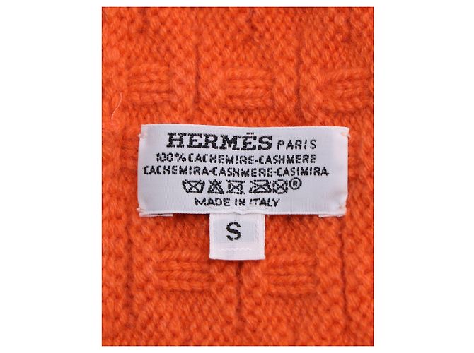 Gorro Hermès Knit H Logo em caxemira laranja - vista 3
