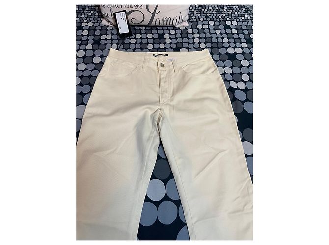 Versace Schlaghose creme Baumwolle - Ansicht 10