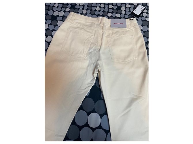 Versace Schlaghose creme Baumwolle - Ansicht 14