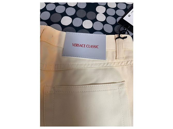 Versace Schlaghose creme Baumwolle - Ansicht 15