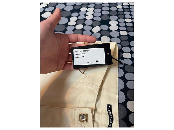 Versace Schlaghose creme Baumwolle - Ansicht 3