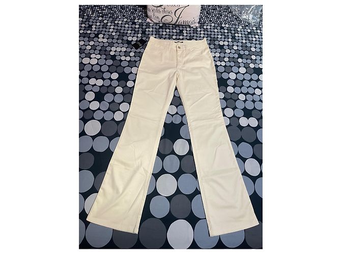 Versace Schlaghose creme Baumwolle - Ansicht 5