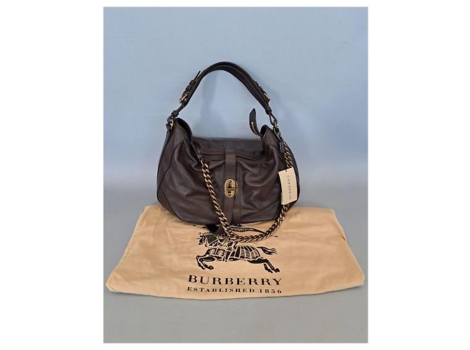 Borsa a mano Burberry in pelle marrone - vista 4