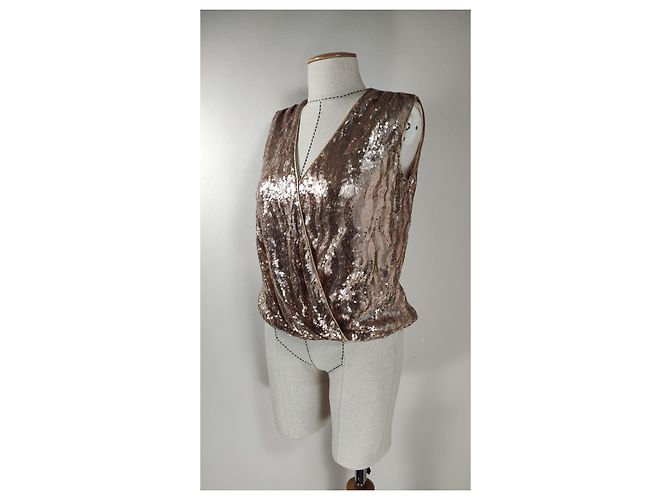 Top con paillettes Halston Heritage Dorato D'oro - vista 2