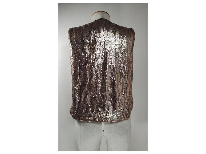 Top con paillettes Halston Heritage Dorato D'oro - vista 3