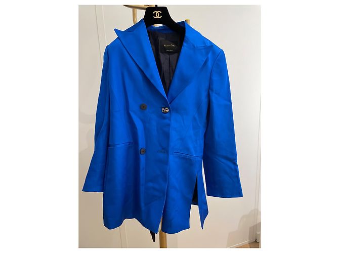 Blazer in satin blu Massimo Dutti - vista 3
