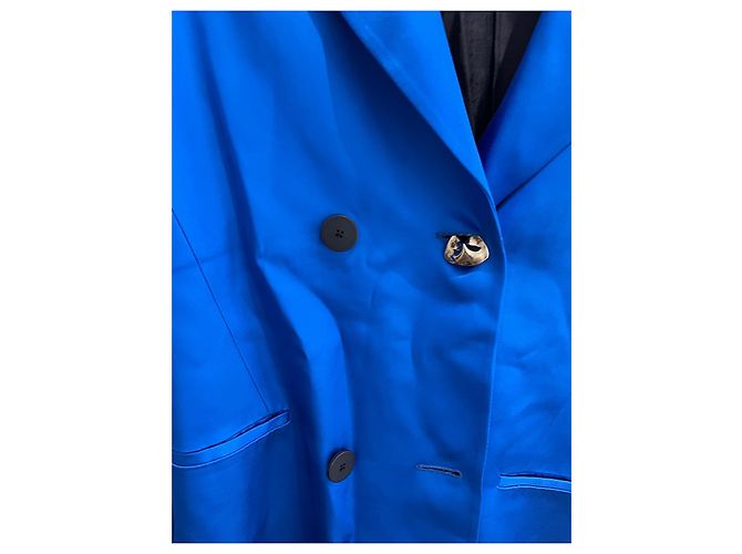Blazer in satin blu Massimo Dutti - vista 4
