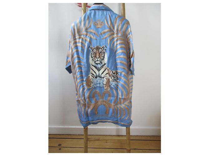 Hermès Tunika aus Seidentwill,Taille 40. Hellblau - Ansicht 3