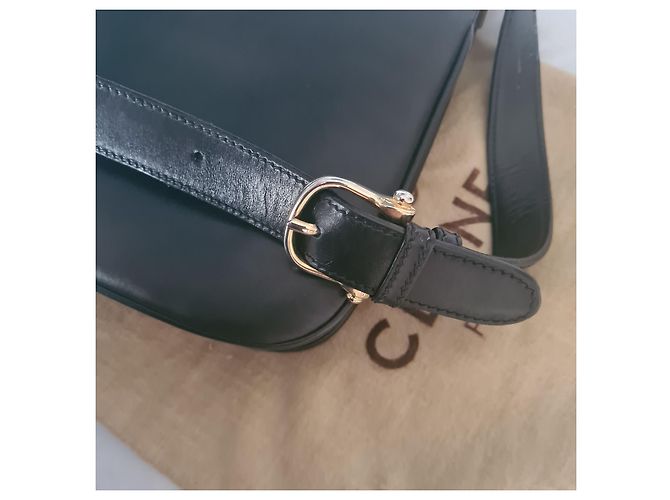 Céline Celine 1980 borsa a tracolla nera "Caleche" Nero - vista 2