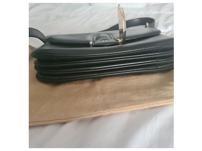 Céline Celine 1980 borsa a tracolla nera "Caleche" Nero - vista 5