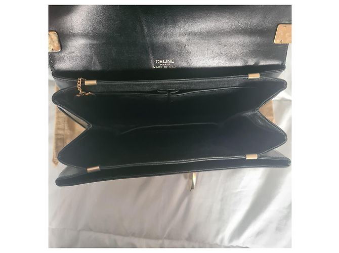Céline Celine 1980 borsa a tracolla nera "Caleche" Nero - vista 6