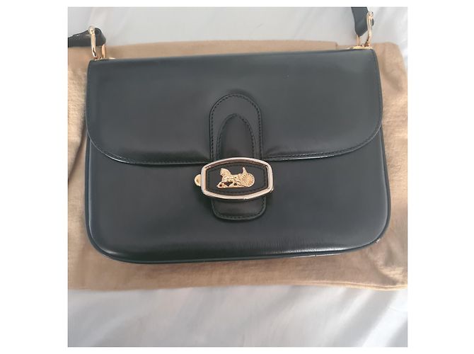 Céline Celine 1980 borsa a tracolla nera "Caleche" Nero - vista 8