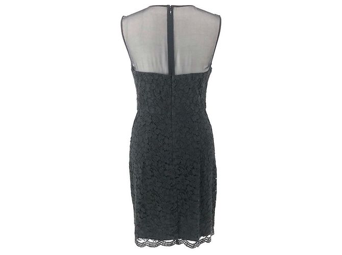 Diane Von Furstenberg Abito DvF Nisha in pizzo nero con scollo trasparente - vista 2