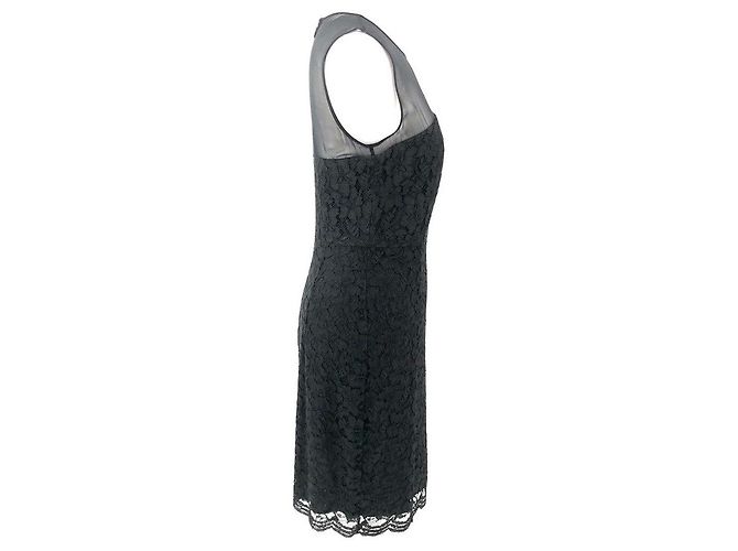 Diane Von Furstenberg Abito DvF Nisha in pizzo nero con scollo trasparente - vista 3