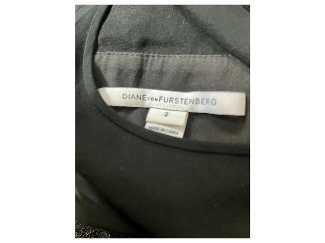 Diane Von Furstenberg Abito DvF Nisha in pizzo nero con scollo trasparente - vista 5