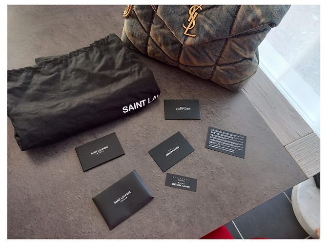 Saint Laurent Borsa imbottita media in camoscio e denim - vista 13