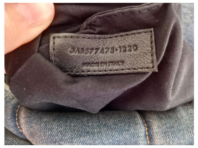 Saint Laurent Borsa imbottita media in camoscio e denim - vista 14