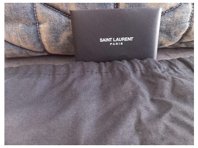 Saint Laurent Borsa imbottita media in camoscio e denim - vista 9