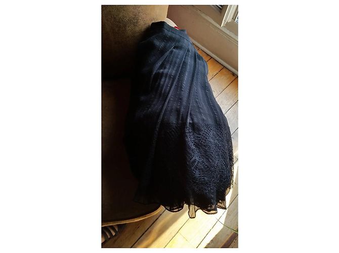 Christian Lacroix Gonna Lacroix 100% seta e pizzo t36/38fr Nero - vista 2
