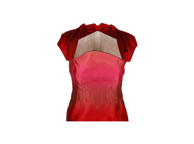 Autre Marque 6267 Vestido Degradado De Seda Douchesse Roja - vista 2