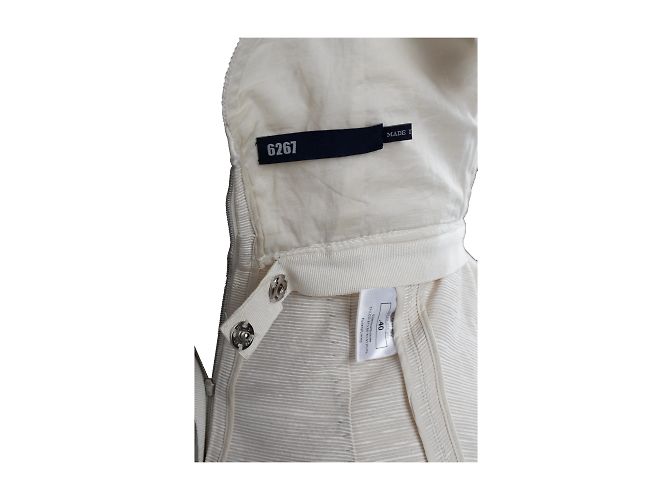 Autre Marque 6267 Abito in ottoman di cotone con pieghe frontali Bianco sporco - vista 4