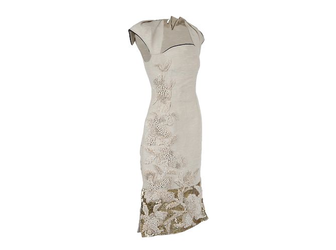 Autre Marque 6267 Vestido Otomano de Algodão Bordado Fora de branco - vista 2