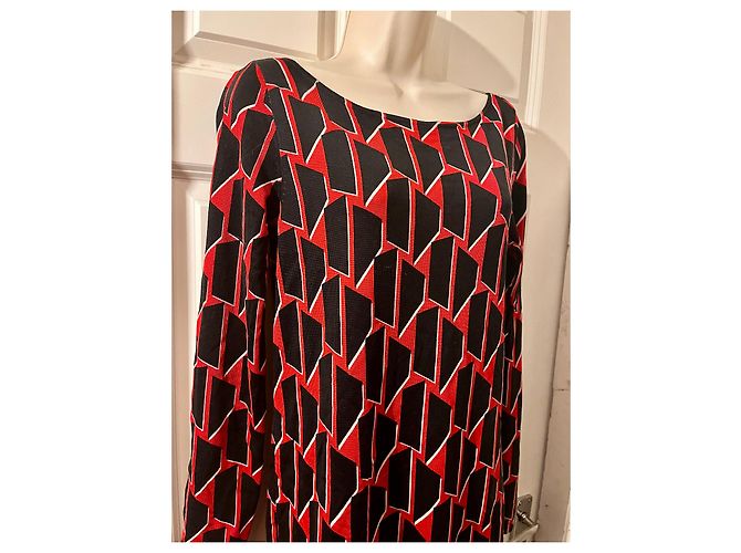 Diane Von Furstenberg DvF Kivel Two vestido de seda con estampado abstracto Negro Blanco Roja - vista 2