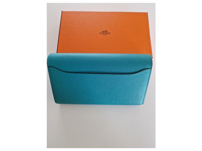 Hermès Lange CONSTANCE-Geldbörse Blau - Ansicht 2