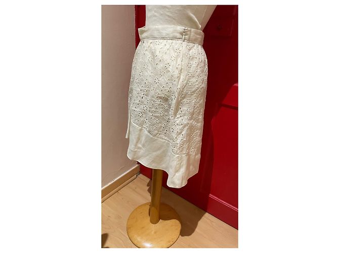 Falda corta Isabel Marant de bordado inglés crema - vista 2