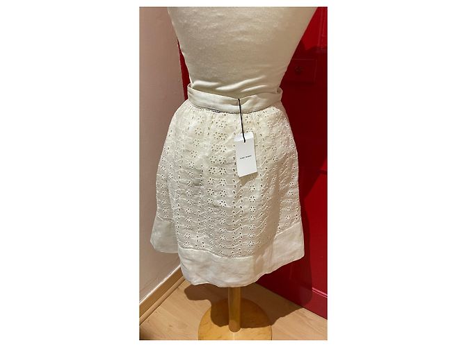 Falda corta Isabel Marant de bordado inglés crema - vista 3