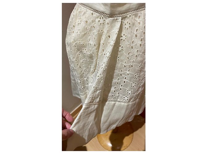 Falda corta Isabel Marant de bordado inglés crema - vista 6