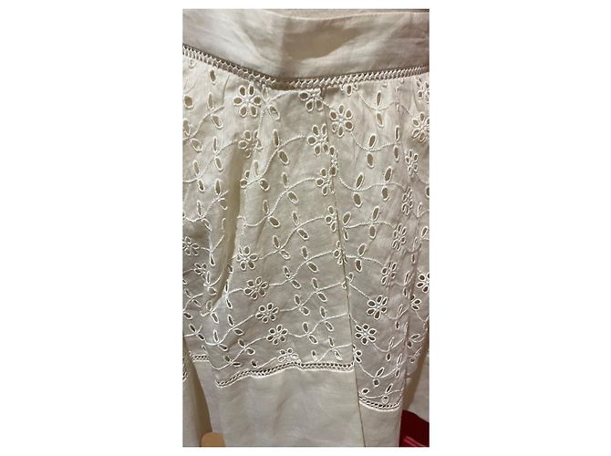 Falda corta Isabel Marant de bordado inglés crema - vista 7