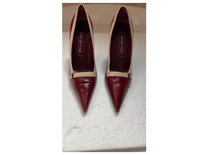 Décolleté Sergio Rossi in pelle bordeaux e beige Bordò - vista 2