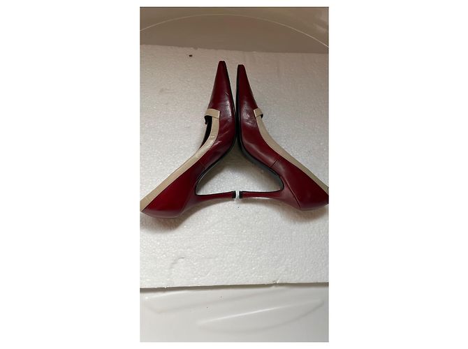 Décolleté Sergio Rossi in pelle bordeaux e beige Bordò - vista 3