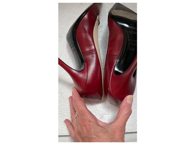 Décolleté Sergio Rossi in pelle bordeaux e beige Bordò - vista 7