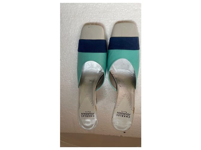 Mule con tacco Charles Jourdan in pelle Grigio Blu Navy Turchese - vista 2