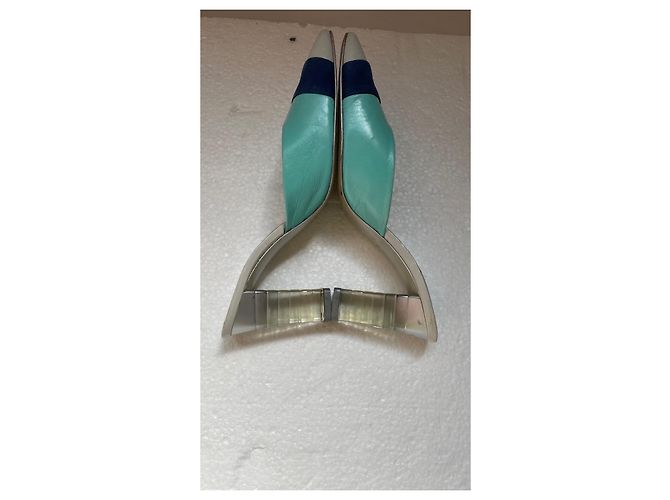 Mule con tacco Charles Jourdan in pelle Grigio Blu Navy Turchese - vista 4