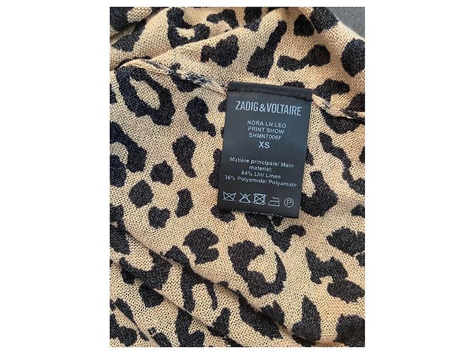 Camiseta sin mangas de punto Zadig & Voltaire Beige con Estampado Leopardo Negro - vista 3