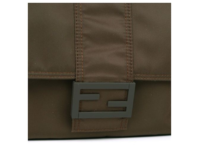 FENDI - Borsa Messenger Baguette in Nylon Cachi - vista 5