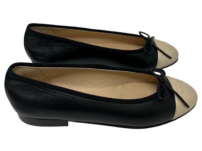 Cambon Chanel Ballerine Nero Beige - vista 2