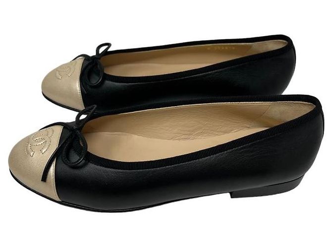 Cambon Chanel Ballerine Nero Beige - vista 4