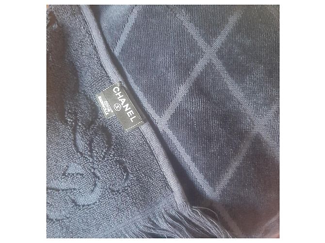 Toalla de playa Chanel Misira de algodón azul oscuro - vista 3
