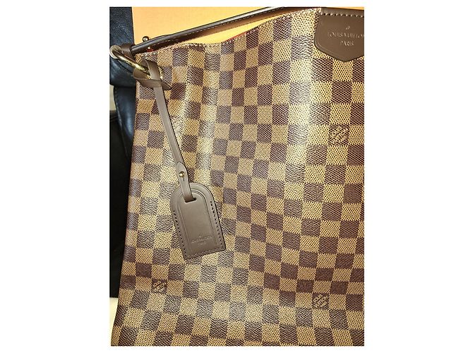 Louis Vuitton Graceful MM in pelle di struzzo marrone chiaro - vista 10