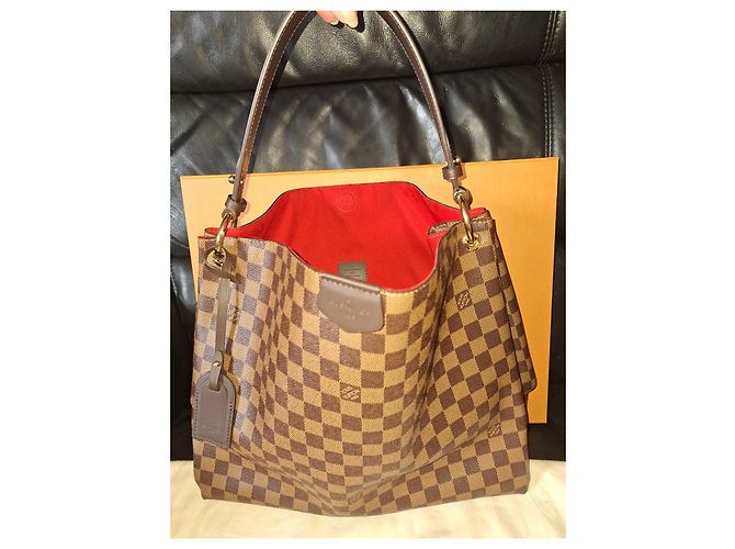 Louis Vuitton Graceful MM in pelle di struzzo marrone chiaro - vista 7
