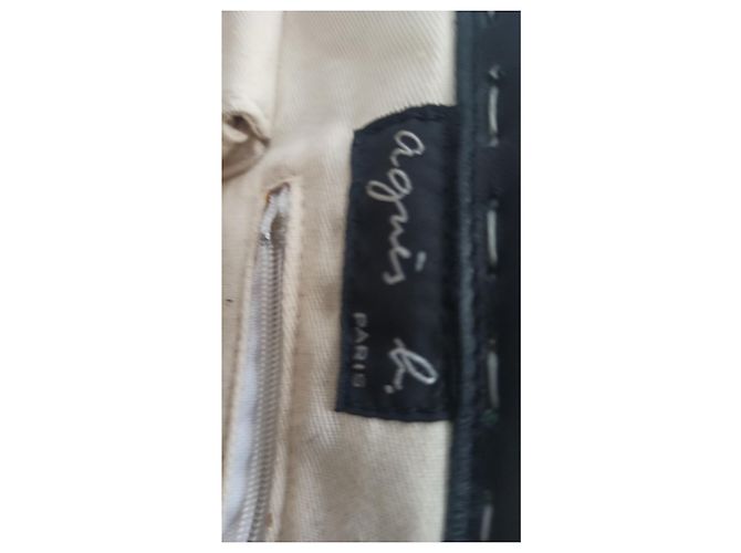 Bolso tote Agnès b. de rafia y piel negra Negro Beige - vista 9