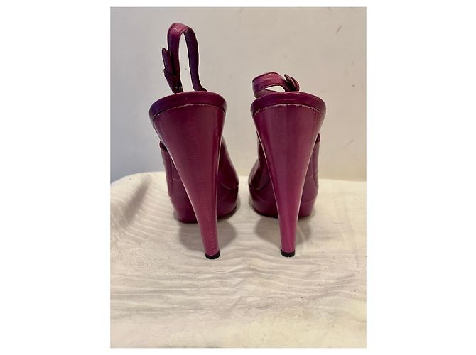 Yves Saint Laurent YSL Rive Gauche vintage peeptoe slingback viola Porpora - vista 5