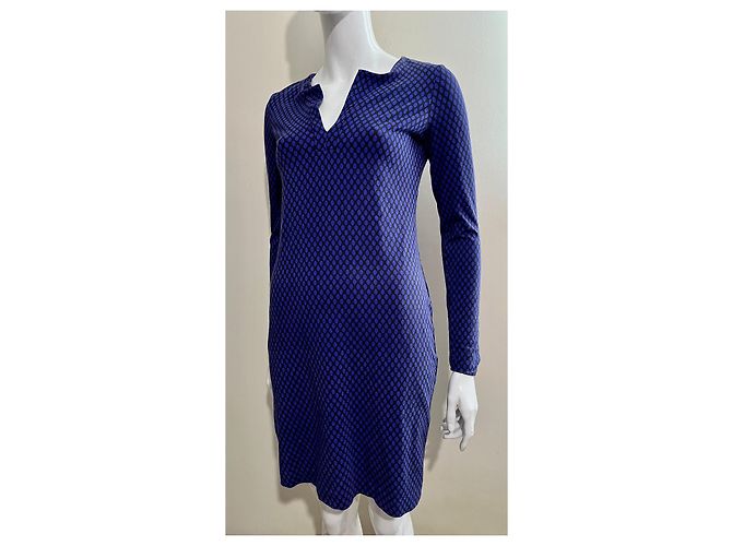Diane Von Furstenberg DvF Reina US Abito lungo in jersey di viscosa nero e viola - vista 2